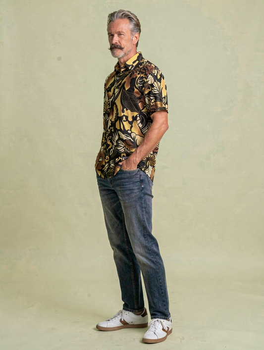 Camisa Retro Jungla TRANKILO | Camisa original estampada tropical