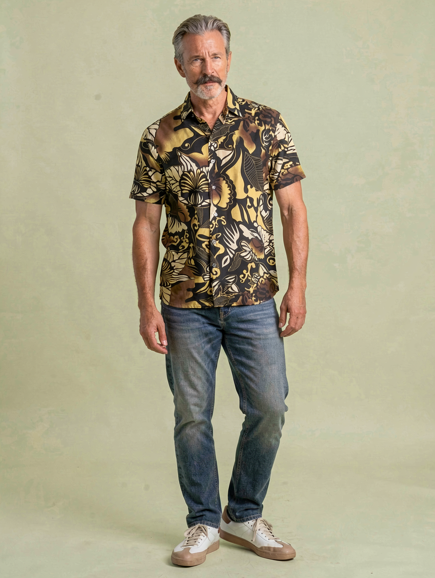 Camisa Retro Jungla TRANKILO | Camisa original estampada tropical