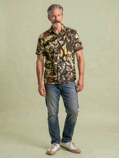 Camisa Retro Jungla TRANKILO | Camisa original estampada tropical