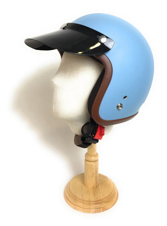 Casco de Moto o Coche retro color Azul Cielo