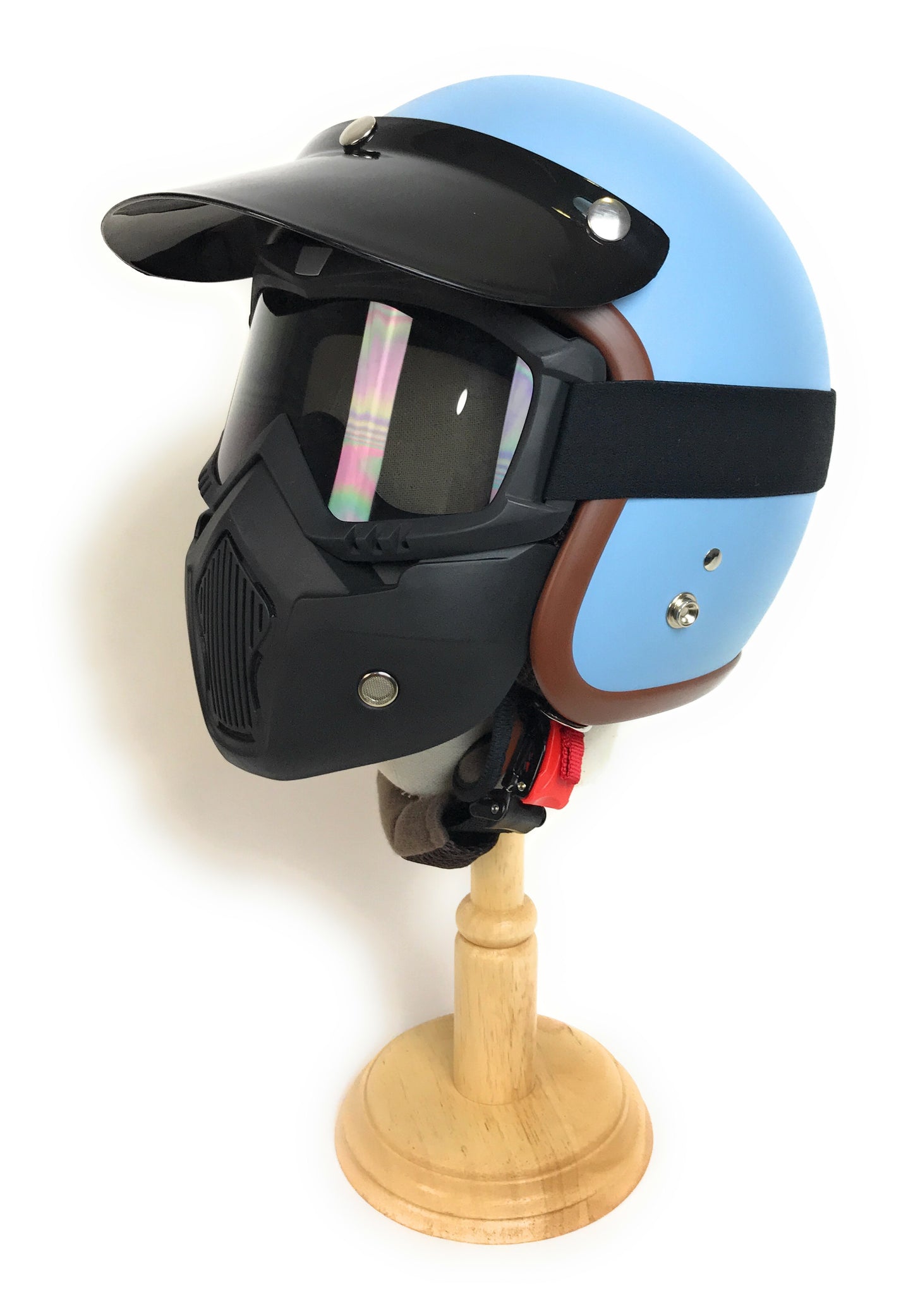Casco de Moto o Coche retro color Azul Cielo