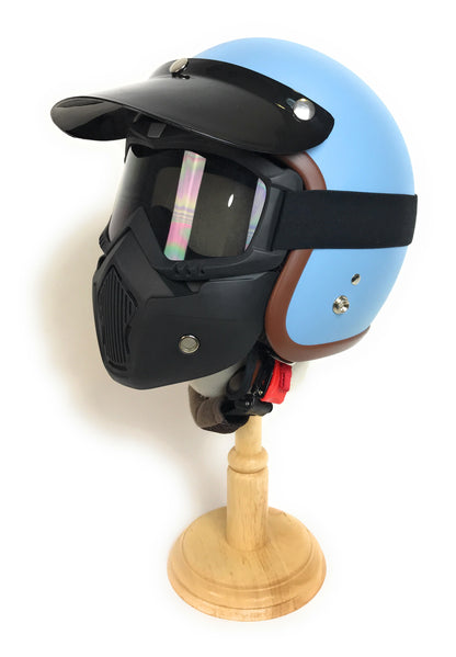 Casco de Moto o Coche retro color Azul Cielo