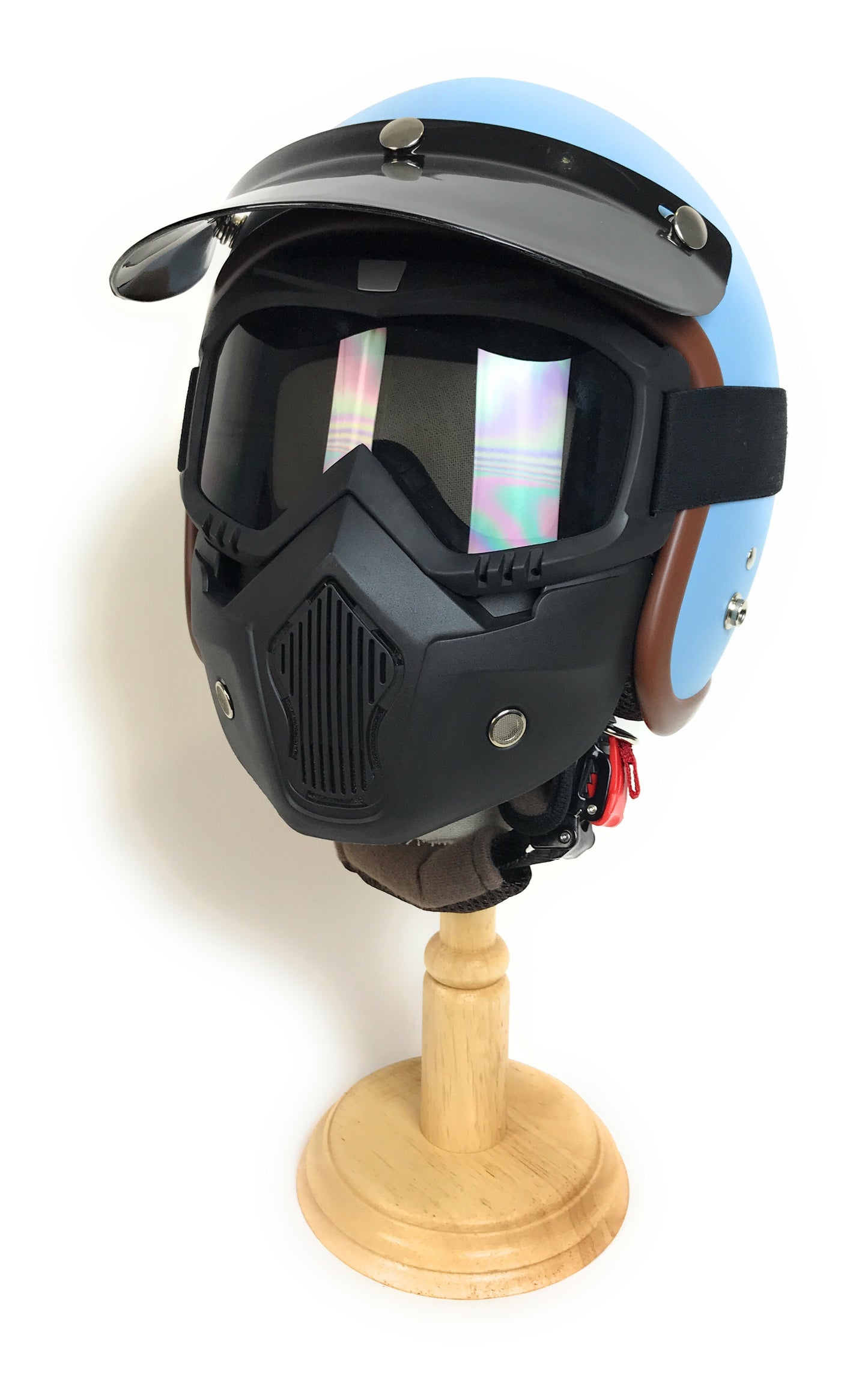 Casco de Moto o Coche retro color Azul Cielo