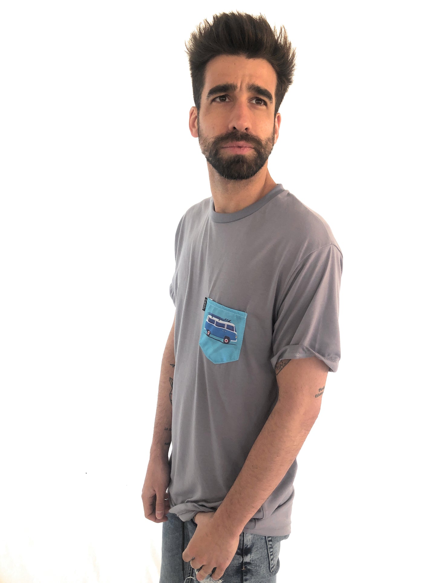 Camiseta Trankilo Pocket Surf Gris