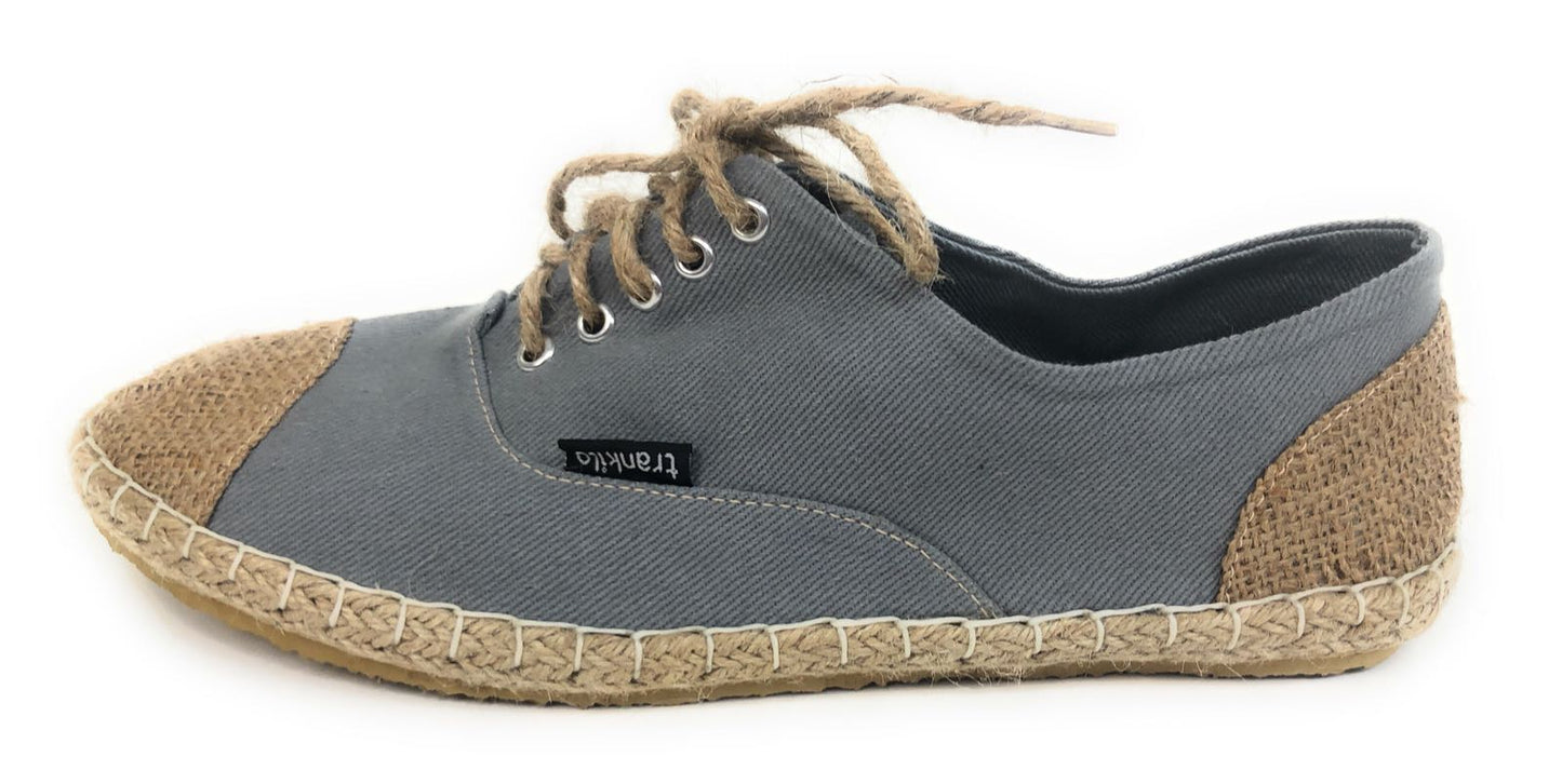 Zapatilla Esparto Cordones Gris